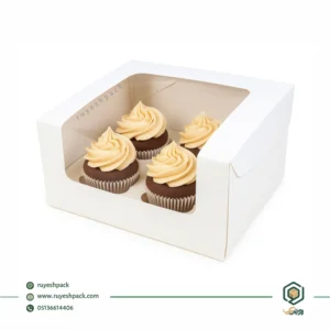 جعبه کاپ کیک 4 عددی 18 در 18 در ارتفاع 10 سانتیمتر